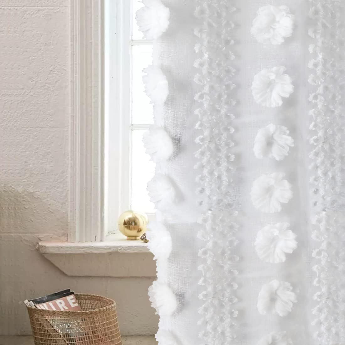 Boho Embroidered Curtain | floral textured elegant modern