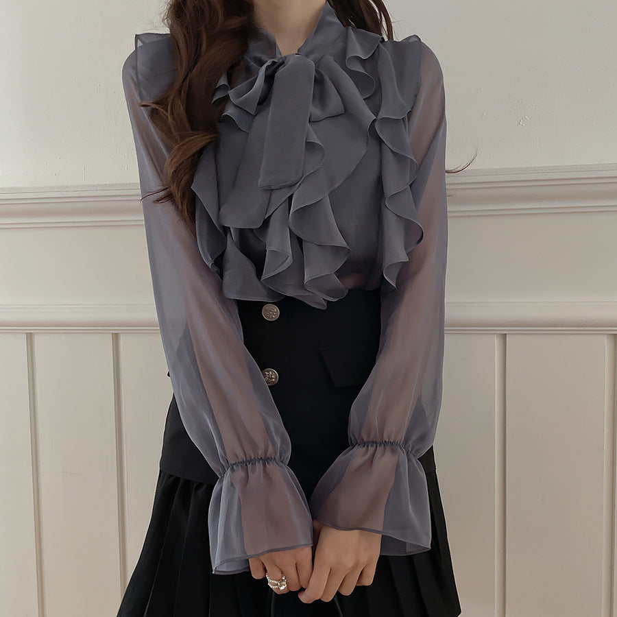 Elegant Women's Chiffon Blouse – Transparent, Loose & Timelessly Stylish