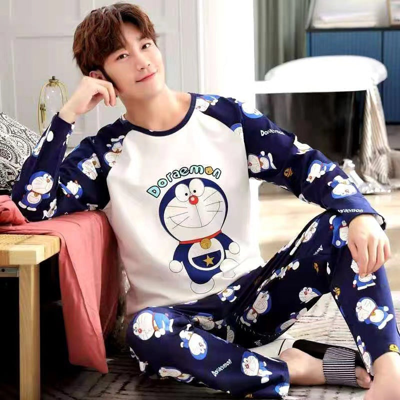 Herren Pyjama Langarm Set | Leichte Nachtwäsche Übergangssaison