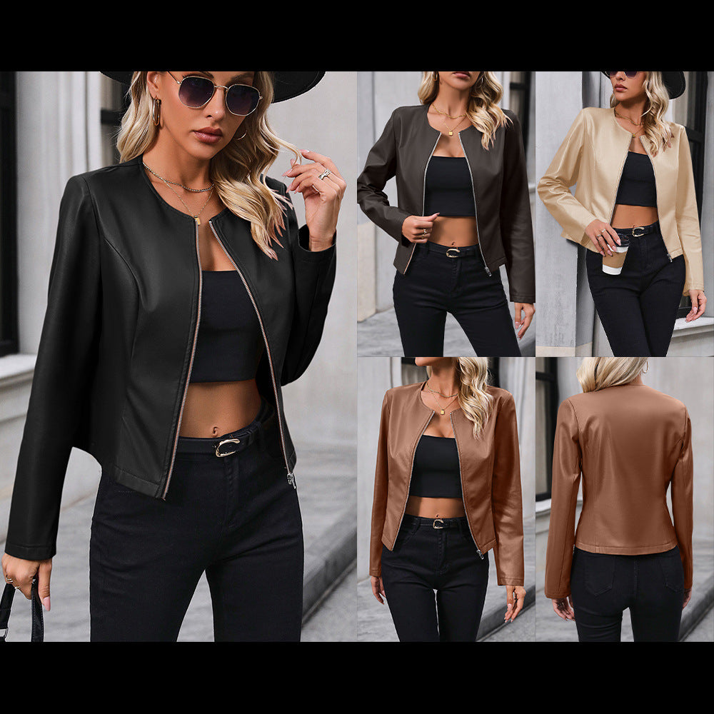 PU Leder Bikerjacke Damen – Europäischer Stil, Trendy & Modern