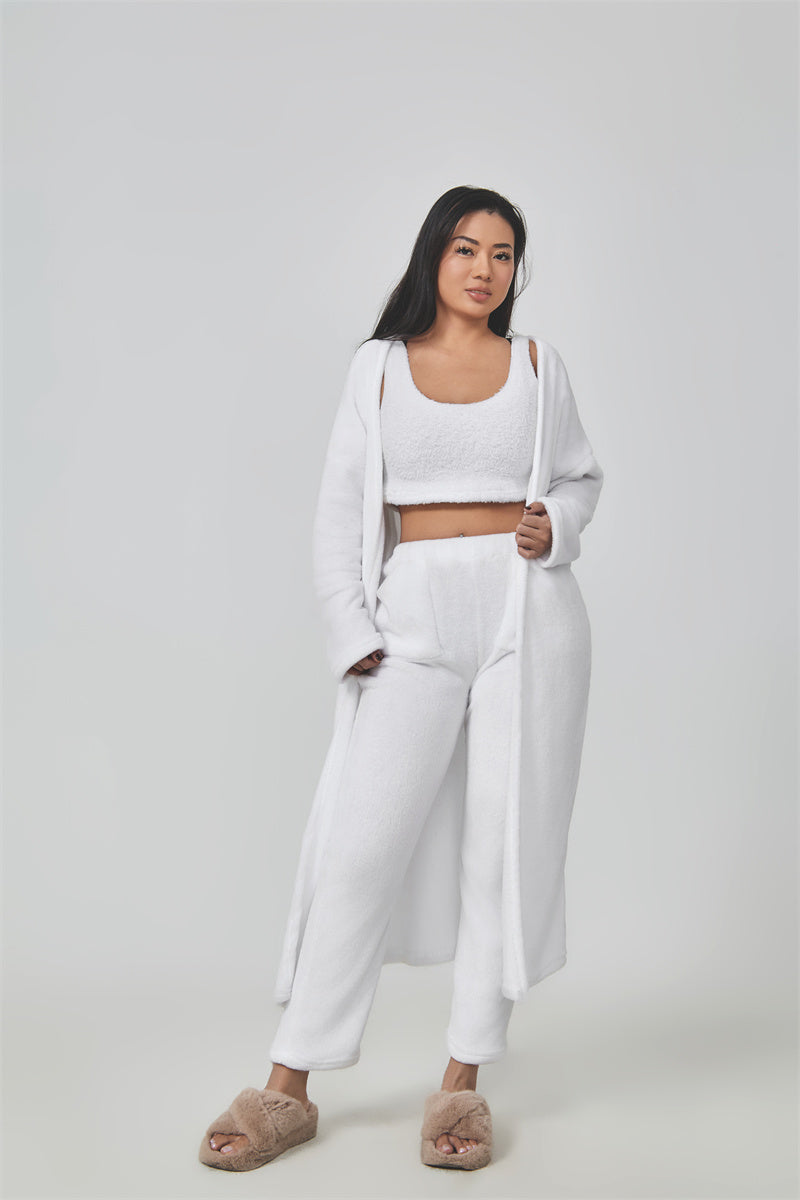 Women's Cuddly Pyjama 3-Piece Set – Warm Loungewear Winter Comfort Suit