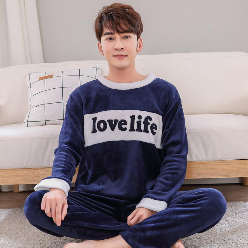 Herren Pyjama Korallenfleece Winter | Warmes Homewear Set
