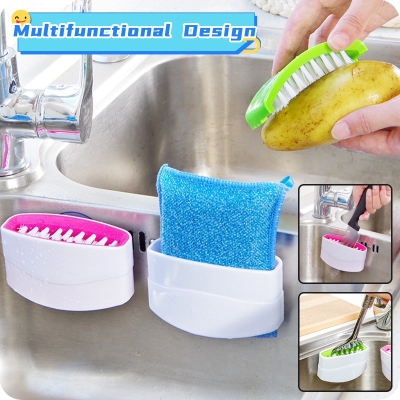 Creative Kitchen Knife and Fork Chopstick Cleaning Brush with Suction Cup Fruit and Vegetable Cleaning Brush Kitchen Cleaning Brush