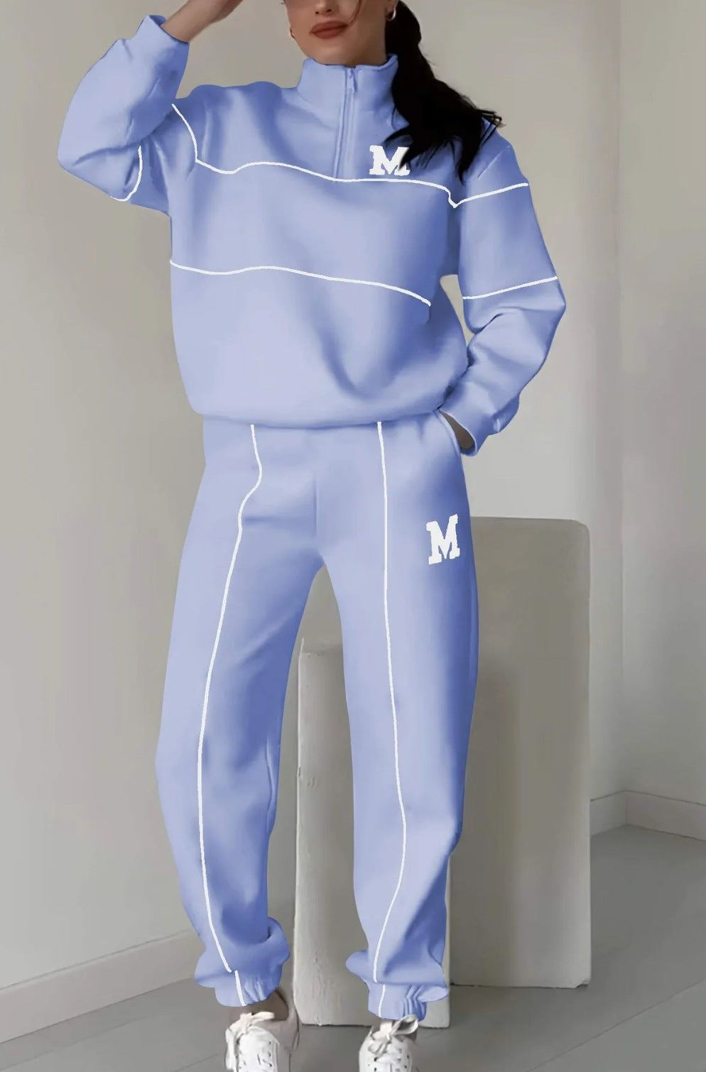 Women's 2-Piece Jogging Suit – Oversize Sweatshirt & Pants with Pockets