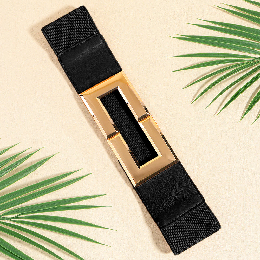 Women's Stretch Wide Belt | Elastic Metal Buckle Elegant