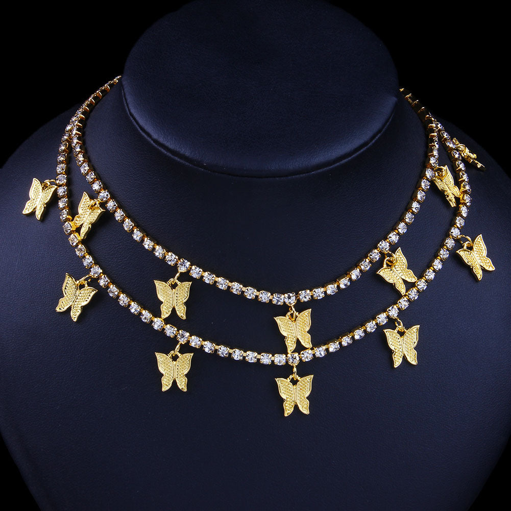 Layered Butterfly Necklace – Hip-Hop Style Women's Jewelry with a Statement Look