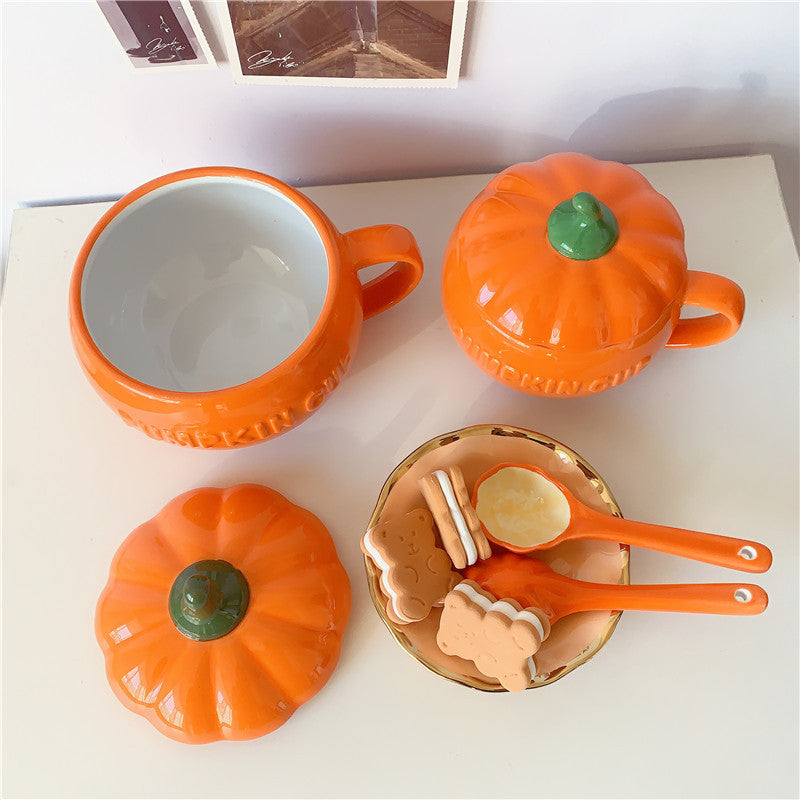 Ceramic Pumpkin Mug Set – Breakfast Mugs for Couples