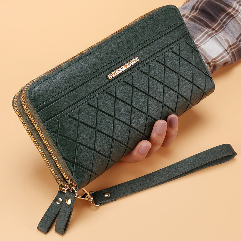 Women's long wallet, many card slots, double zipper, elegant