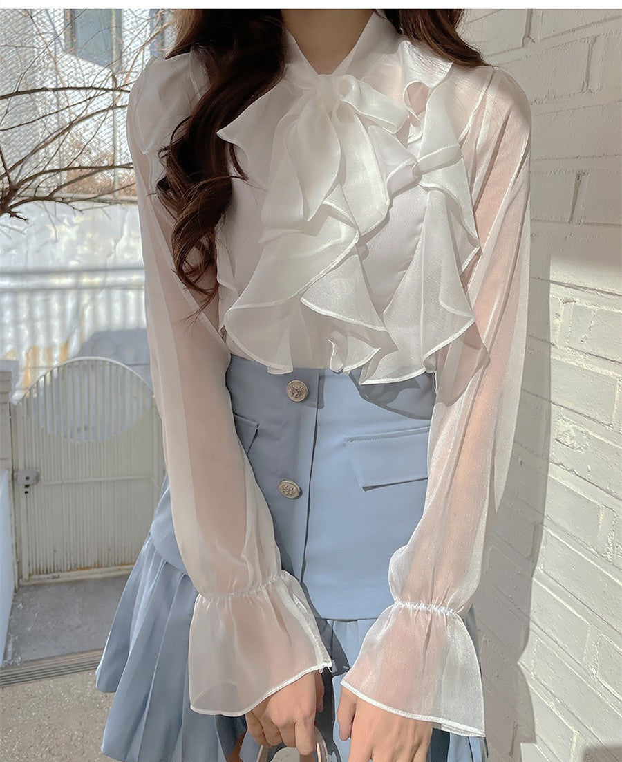 Elegant Women's Chiffon Blouse – Transparent, Loose & Timelessly Stylish