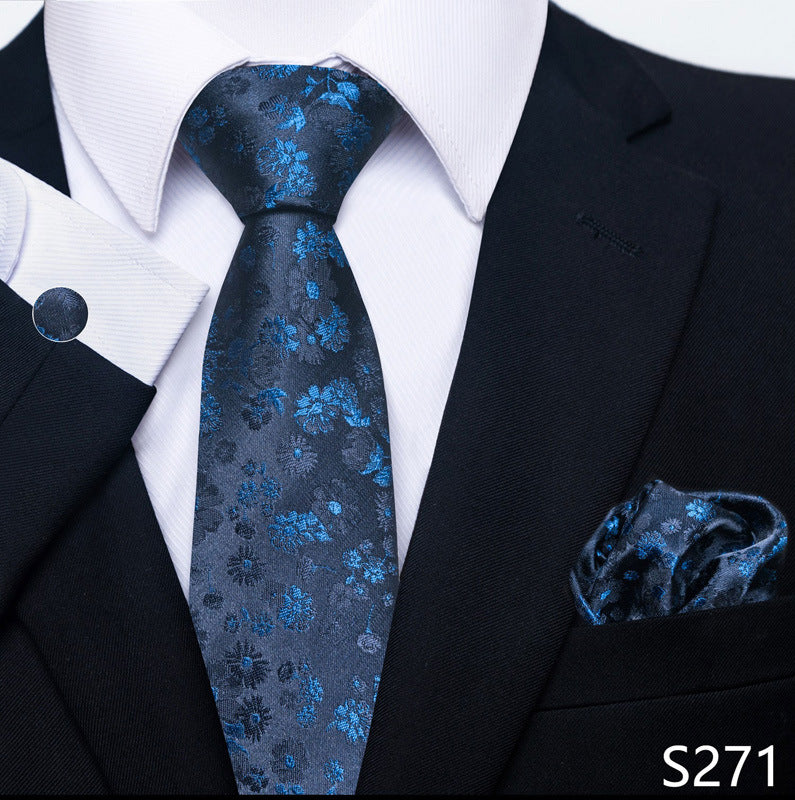 Men's Tie Set Business Scarf Cufflinks Elegant