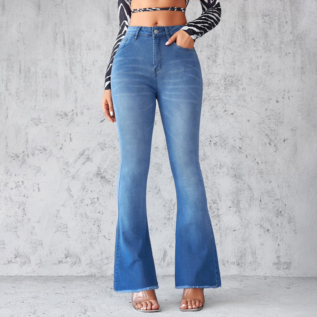 Women's High Waist Flare Jeans – Elegant Flared Denim Pants