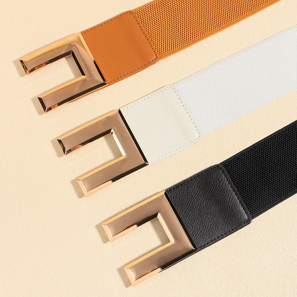 Women's Stretch Wide Belt | Elastic Metal Buckle Elegant