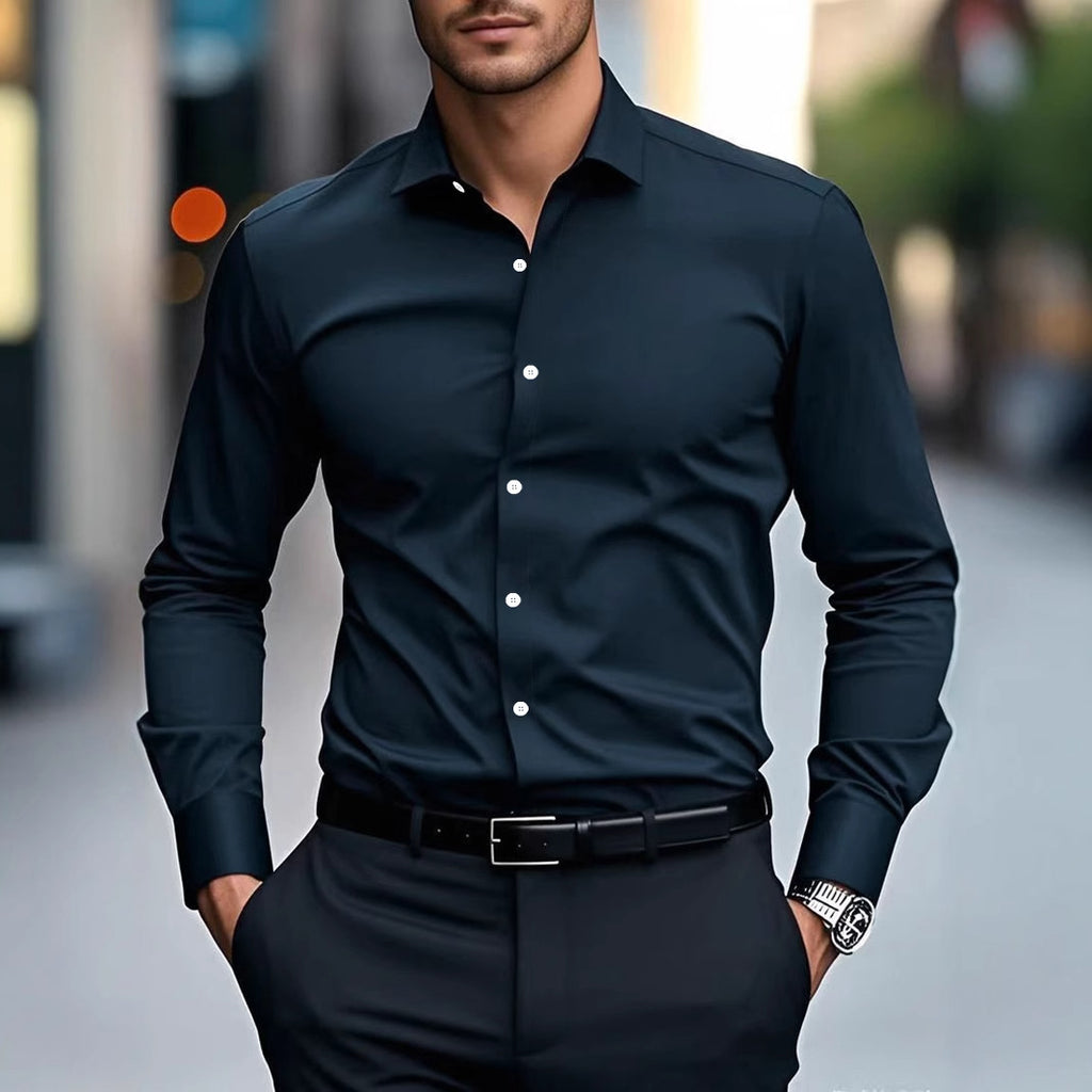 Men's White Business Shirt | Slim Fit Long Sleeve Office Shirt Elegant