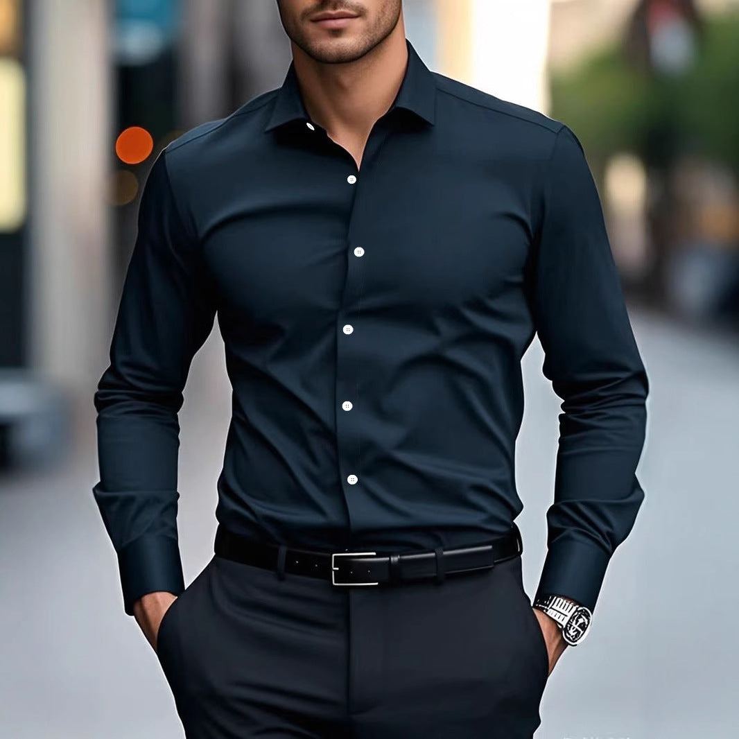 Men's White Business Shirt | Slim Fit Long Sleeve Office Shirt Elegant