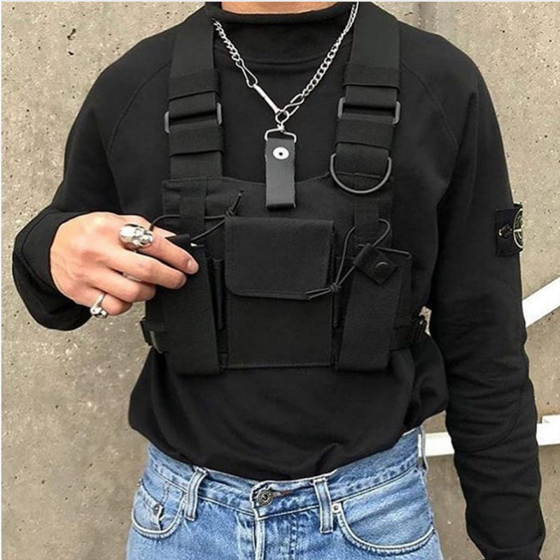 Women's Streetwear Chest Bag | Black Modern Chest Rig Bag