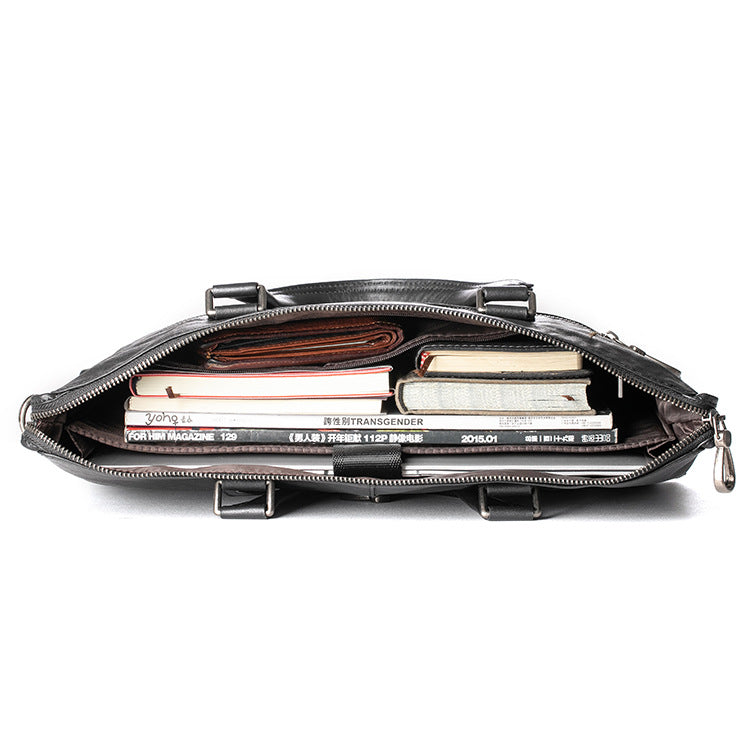 Men's Leather Business Casual Bag – Portable Laptop Briefcase