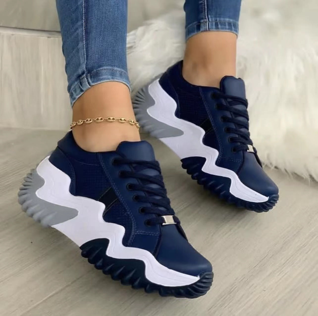 Damen Schnür Sport Sneaker – Bequeme Freizeit Schuhe