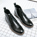 Men's Brown Winter Boots with Rubber Sole – Warm Outdoor Ankle Boots