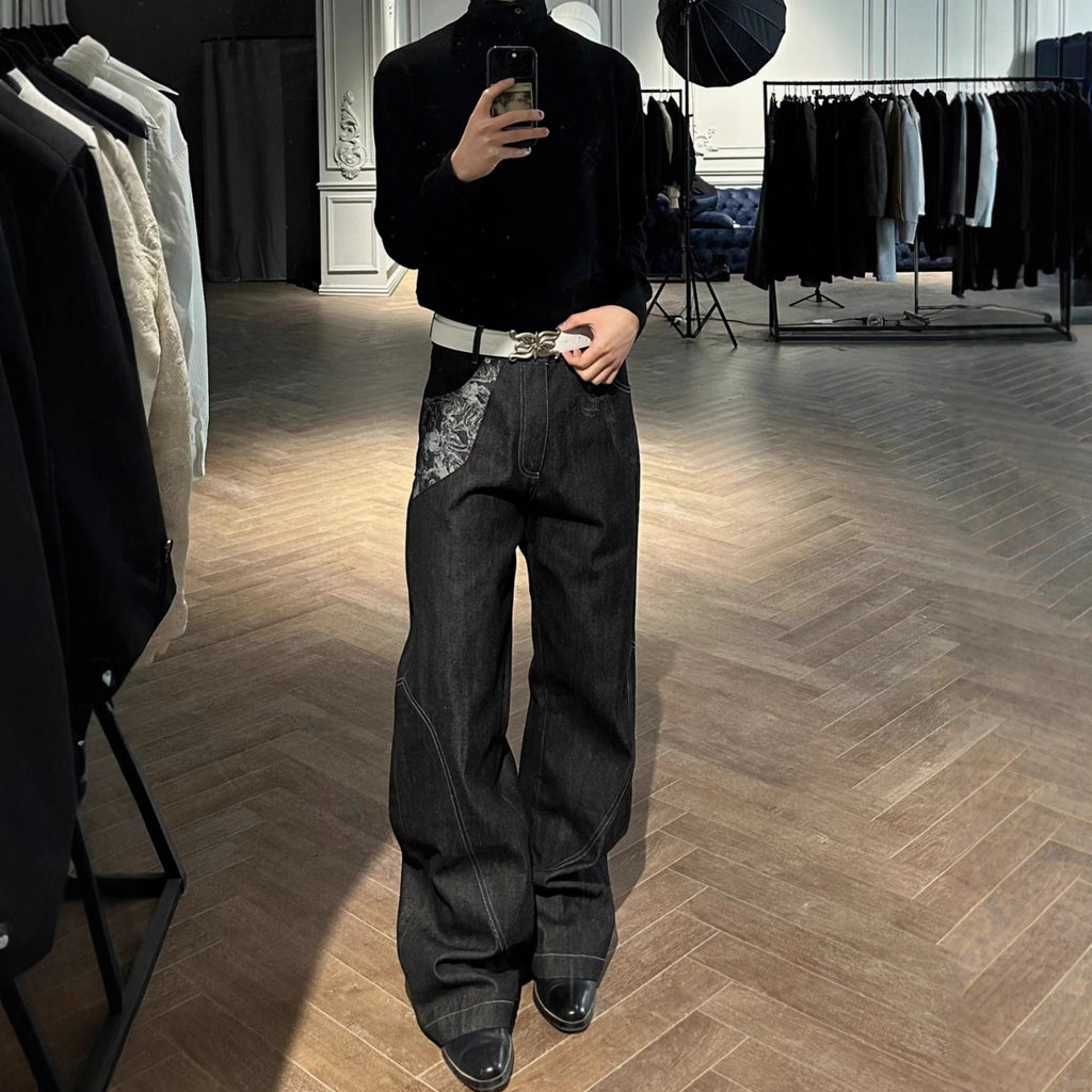 Herren Wide Leg Hose Flared – Loose Fit Trend Freizeit Hose