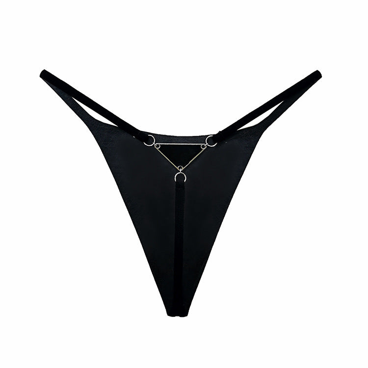 Women's Thong with Metal Chain & Lace - Sheer, Sexy & Trendy