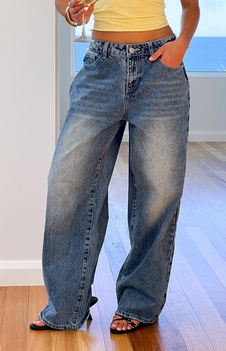 Women's Vintage Jeans Washed Look – Trendy Retro Denim Pants