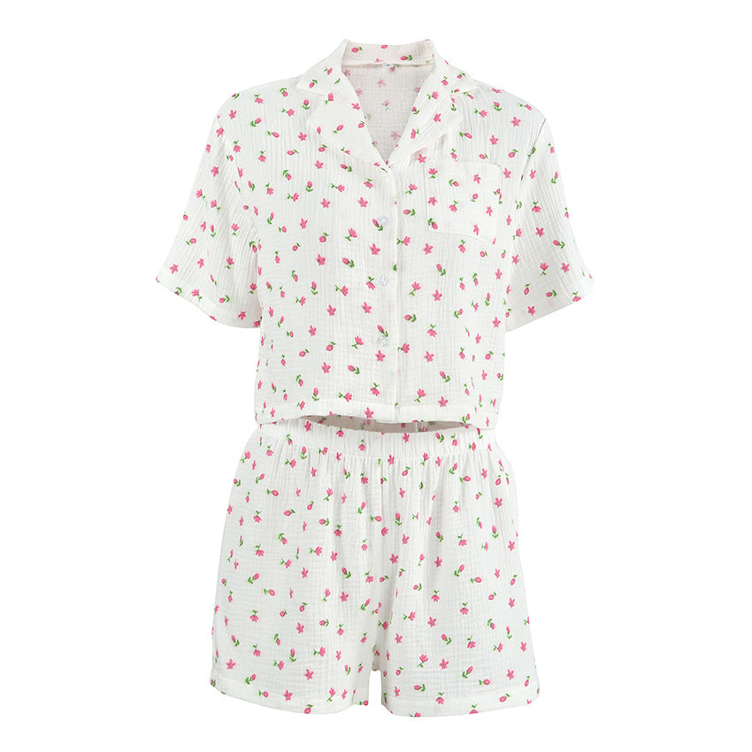Women's Summer Pajamas | Cotton Short Sleeve Set with Shorts