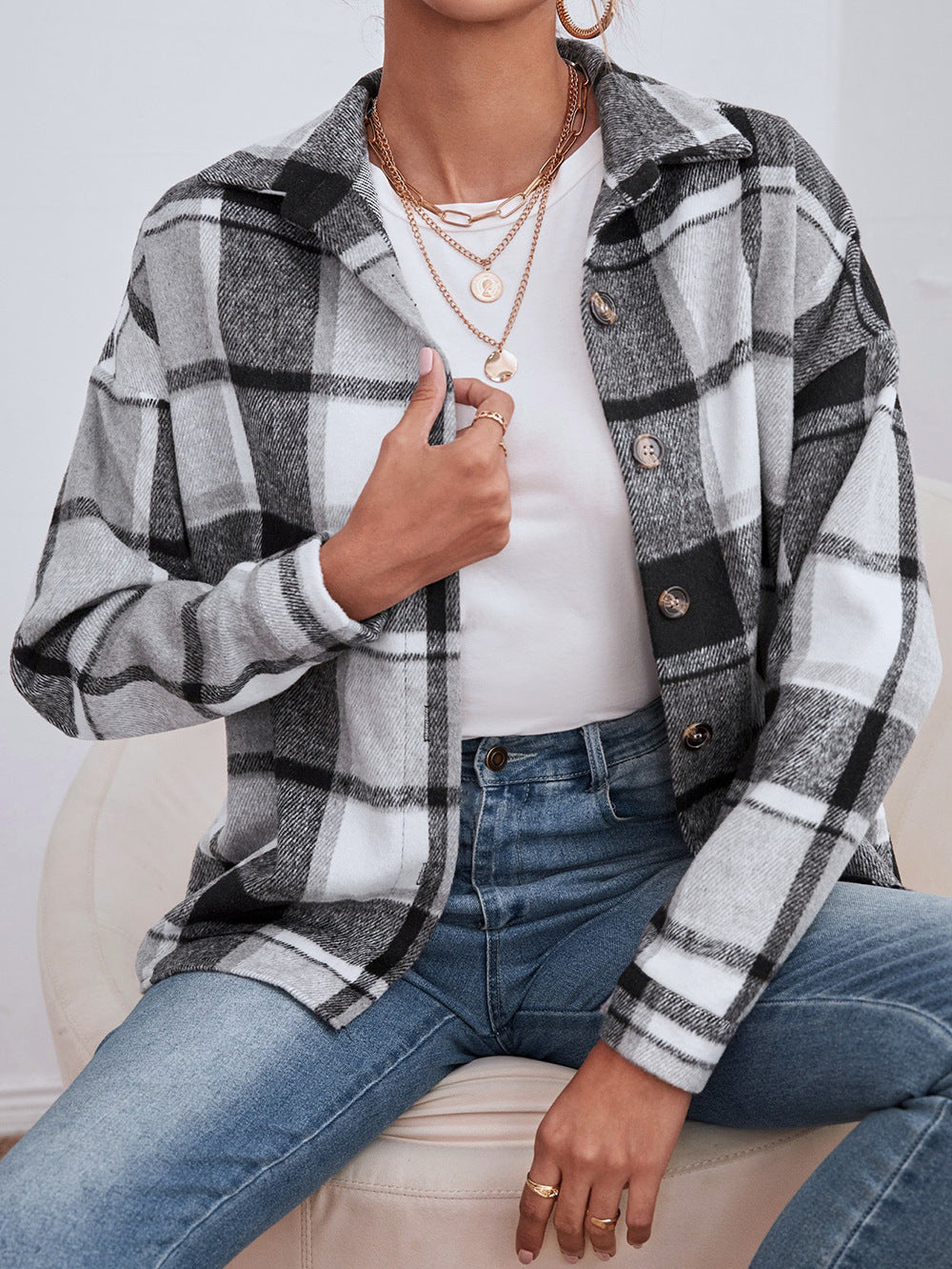 Checked Women's Wool Coat | Elegant Commuter Jacket