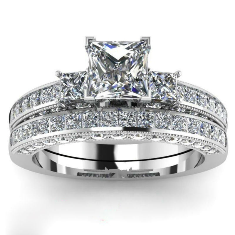 Kristall- und Diamant-Partnerring-Set – Elegante Partnerringe