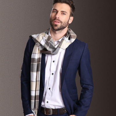 Men's Scarf Tartan Warm Winter Elegant European Style