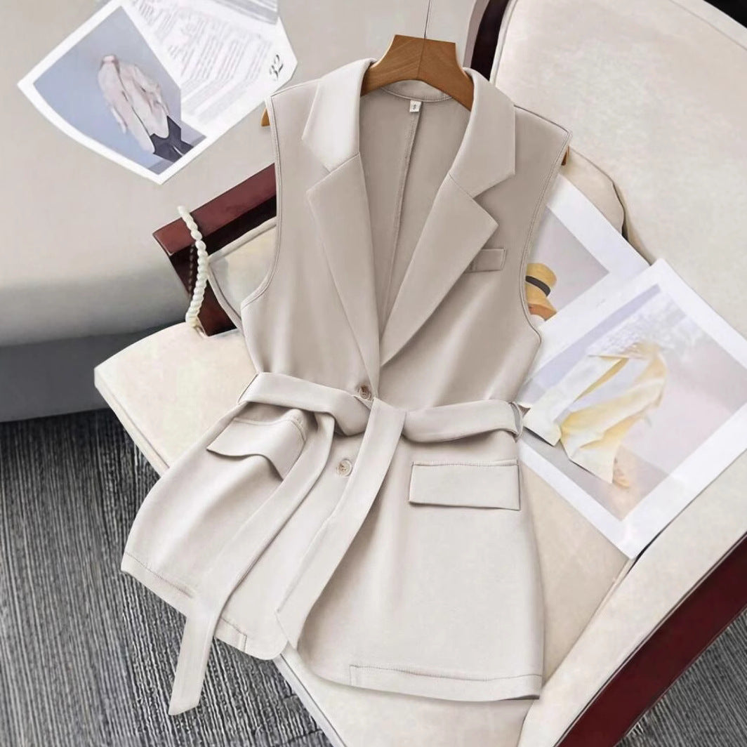 Damen Blazer-Weste mit Bindeband – Locker, Elegant & Modern