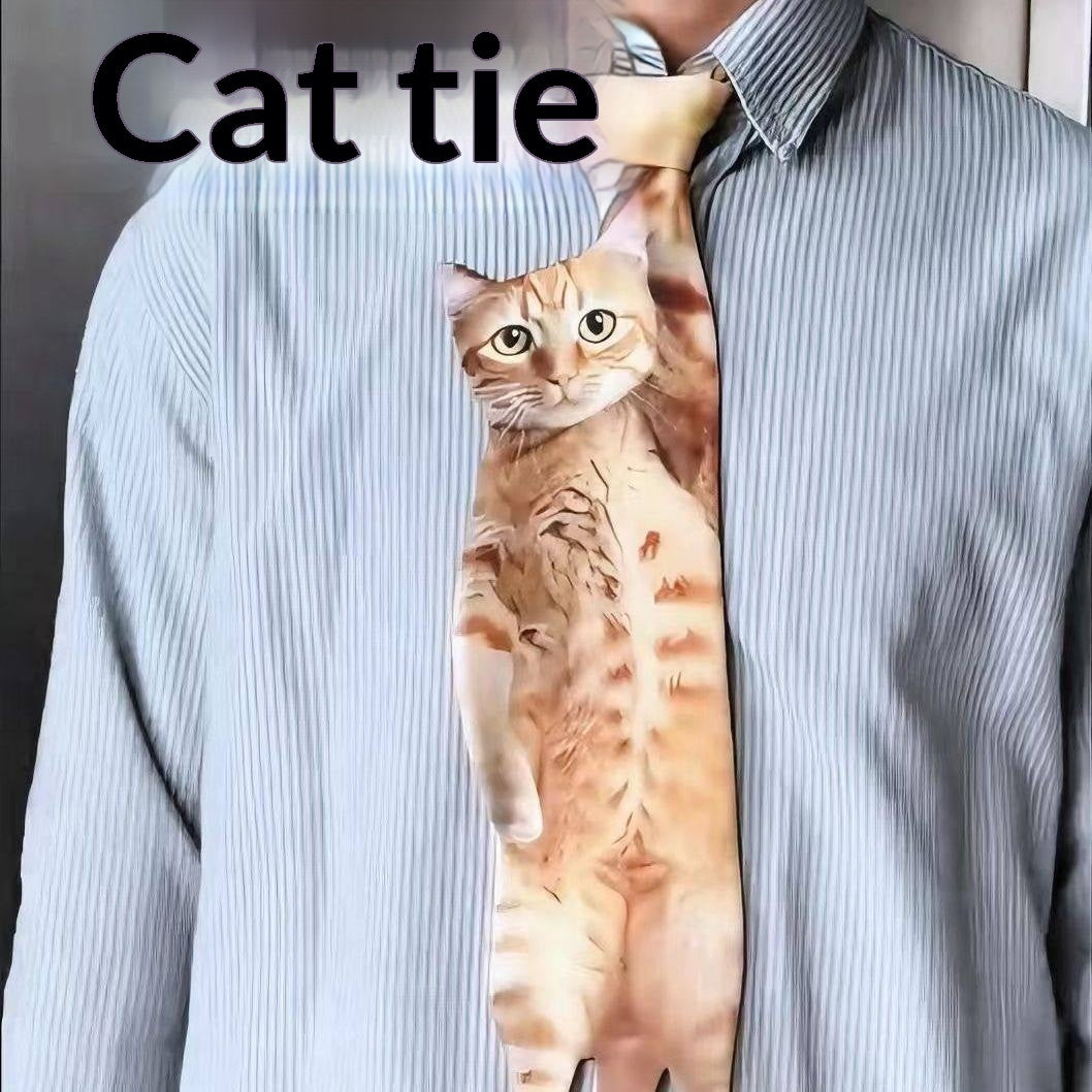 Cat Tie Men Funny Printed Original Style Gift