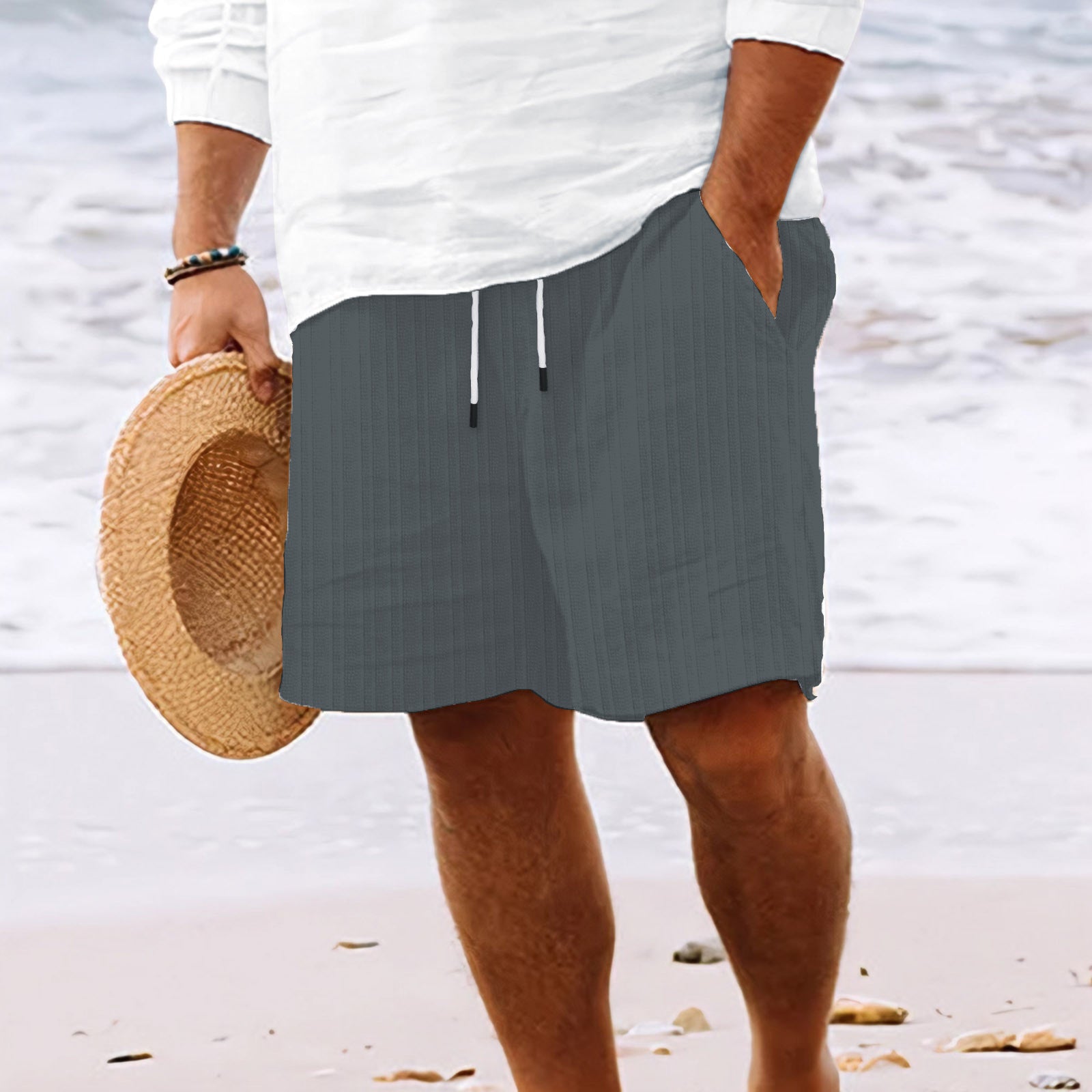 Men's Striped Shorts Summer – Drawstring Casual Sweatshorts