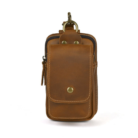 Men's Leather Vintage Belt Bag | Genuine Leather Cell Phone Hip Bag
