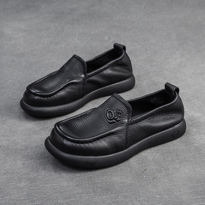 Damen Leder Loafer Retro | Komfort Slip-On Frühling Schuhe