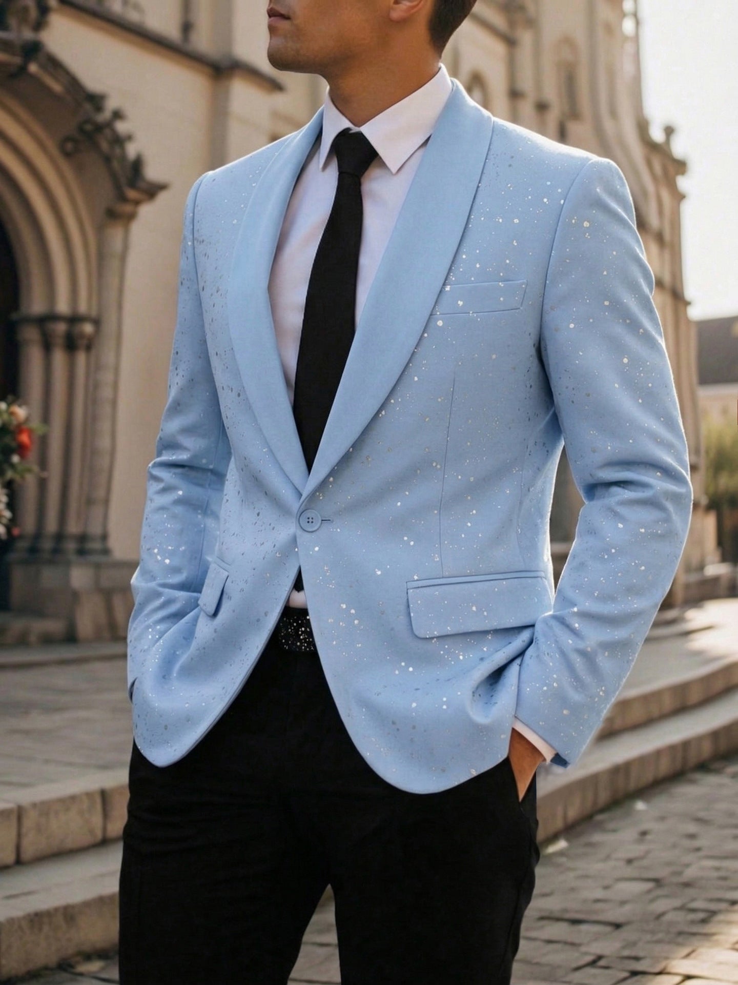 Men's Shiny Blazer Casual – Elegant Party Suit Jacket for Events