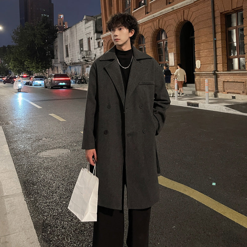 Men's Wool Coat Loose Fit – Autumn Winter Elegant Coat