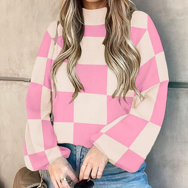 Damen Rollkragenpullover | Gestreifter Rippstrick Winterlook