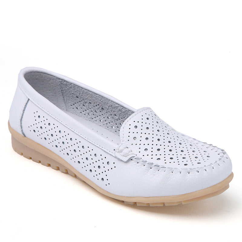 Damen Pflege Schuhe Weiß | Bequeme Leder Slipper Komfortsohle