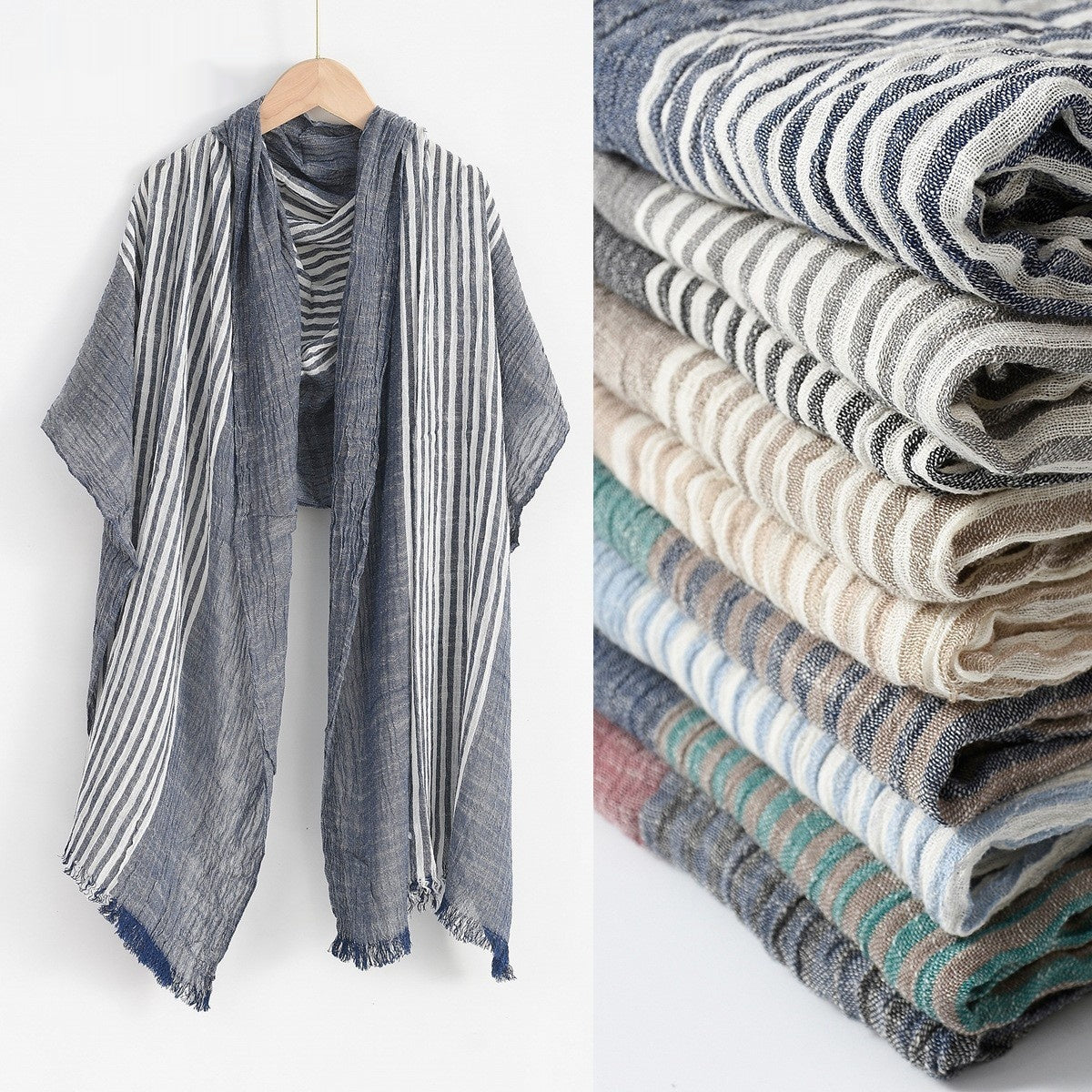 Men's Scarf Summer Lightweight Pin-Striped Elegant Modern