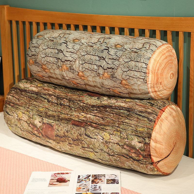 Log Pillow Decor | Realistic Wood Look Sofa Pillow