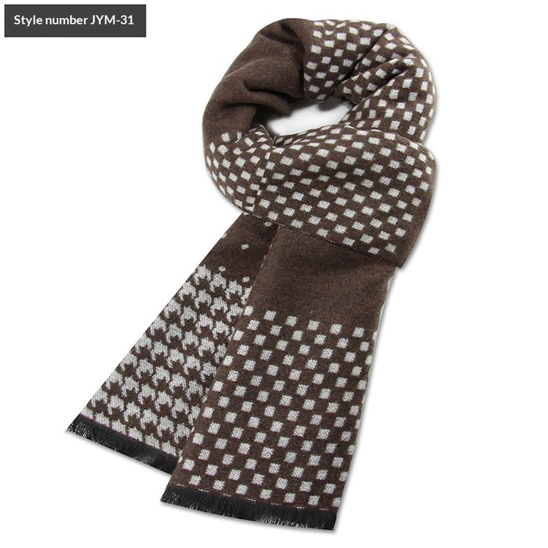Men's Scarf Plaid Warm Wool Blend Winter Thick Elegant