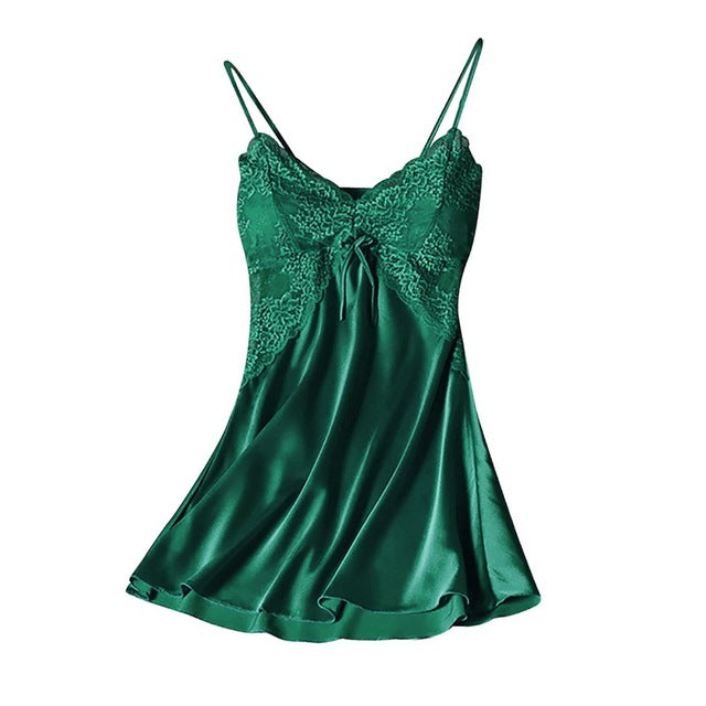 Women's Satin Nightwear | Sexy Pajama Set with Lace