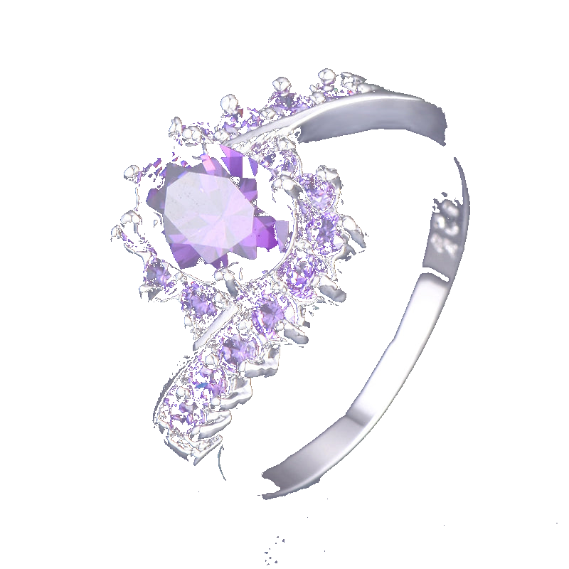 Oval Zirconia Ring Purple Stone | Elegant Women's Ring with Sparkling Stones