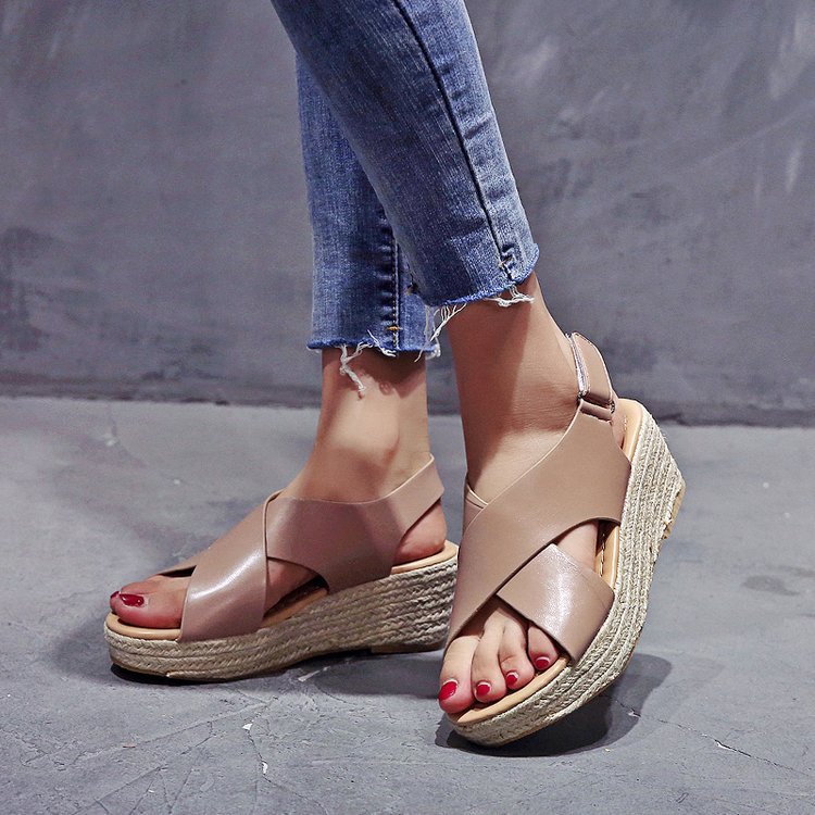 Women's Criss-Cross Strap Sandals | Comfortable Hook-and-Loop Fastener Shoes
