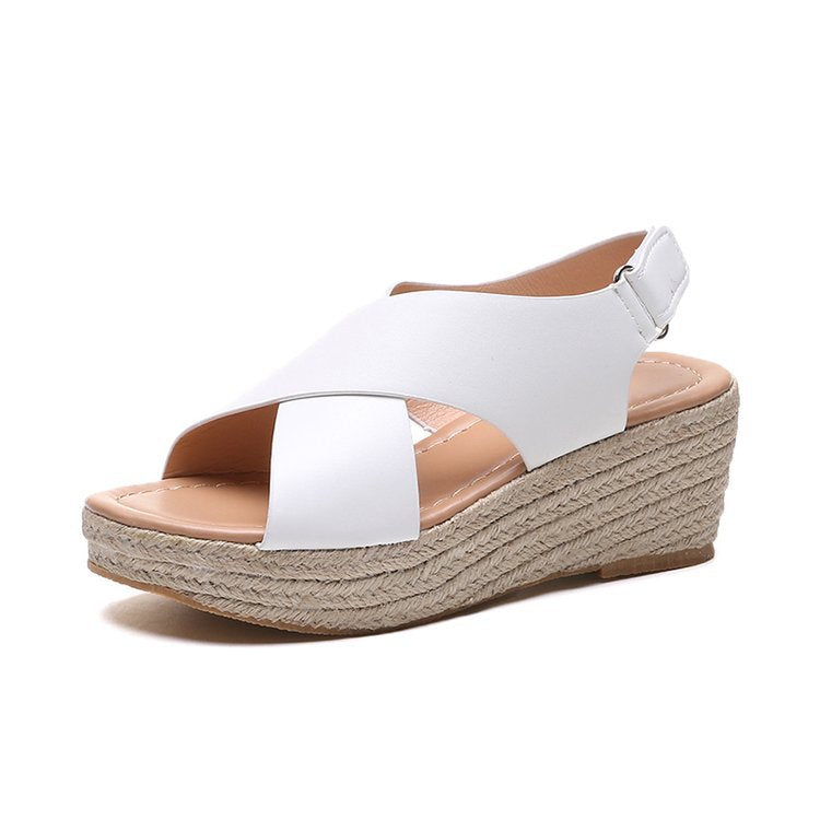 Women's Criss-Cross Strap Sandals | Comfortable Hook-and-Loop Fastener Shoes